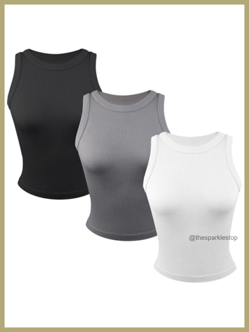 3 Pack Stretch Ribbed Tank Tops Crew Neck Racerback Workout Yoga Tanks Plus Size